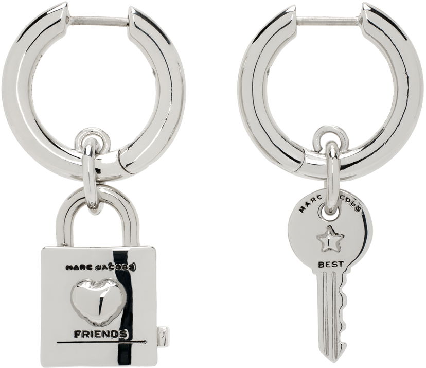 Øreringe Marc Jacobs Marc Jacobs Friendship Padlock Charm Hoop Earrings Metalisk | 2R4JER001J44