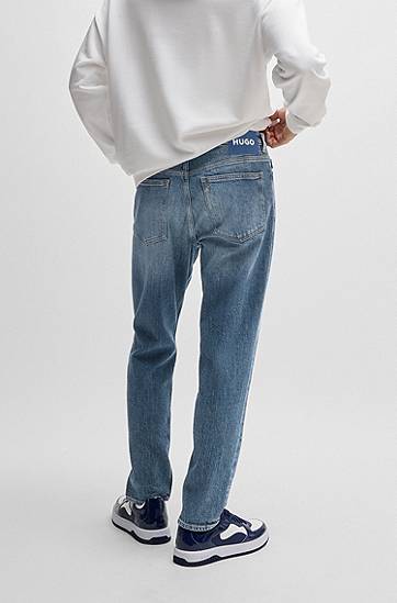 Jeans BOSS Tapered-Fit Stonewashed Jeans Blå | 50529220, 1