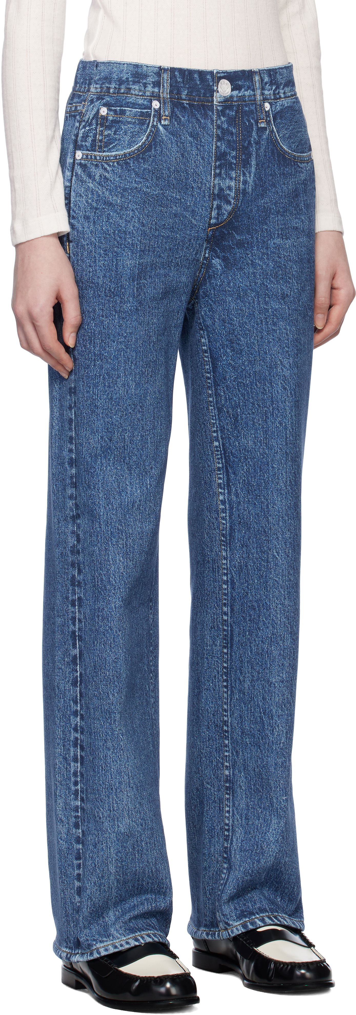 Jeans rag & bone Miramar Wide Leg Fleece Lounge Pants Blå | WCW24H70058205, 1