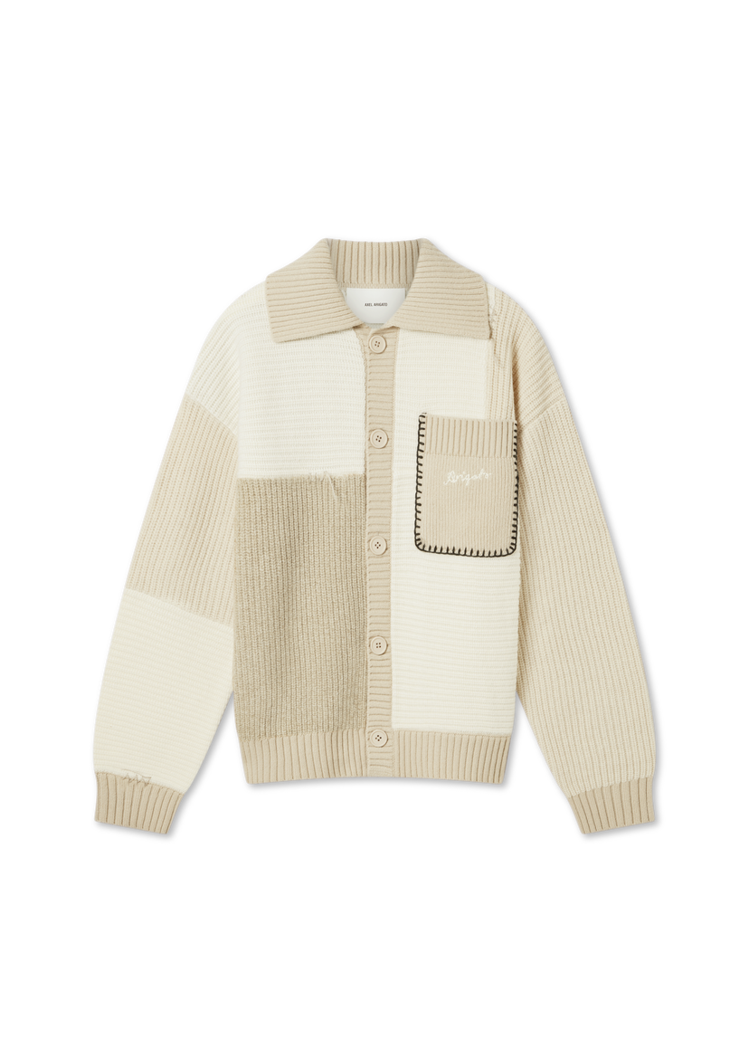 Sweater AXEL ARIGATO Beige Patchwork Knitted Cardigan Hvid | A3066002