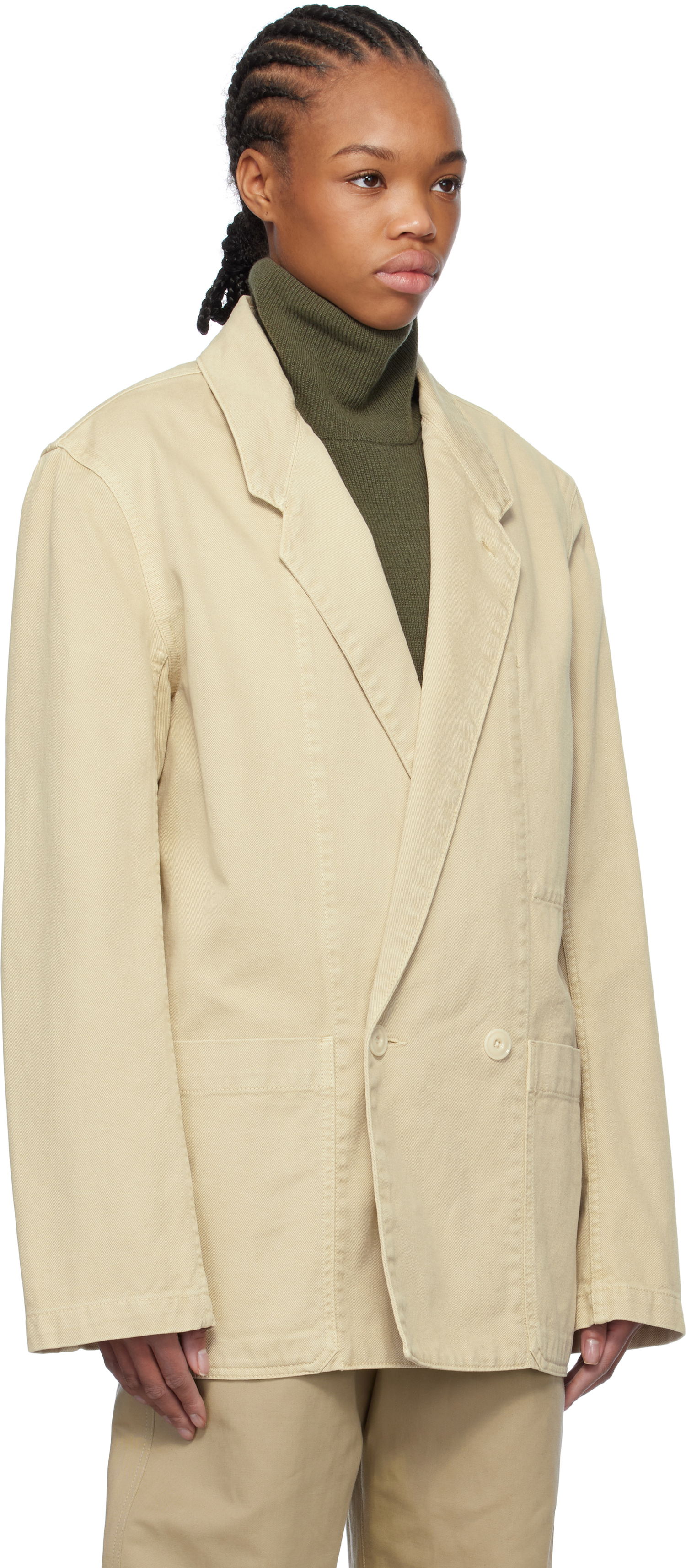 Jakke LEMAIRE Lemaire Workwear Denim Blazer Beige | JA1062 LD1008, 1