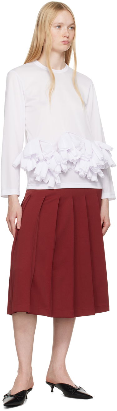 T-shirt Comme des Garçons Comme des Garçons Ruffle Detail Long Sleeve T-Shirt Hvid | RO-T002-S25, 3