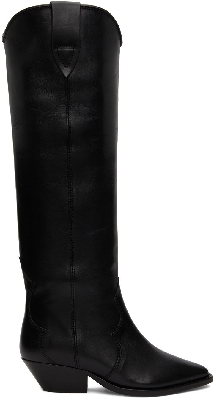 Tøj ISABEL MARANT Isabel Marant Denvee Knee-High Western Boots Sort | 00MBT0072-00M017S