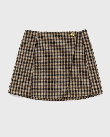 Nederdel GANNI Wool Blend Plaid Wrap Skirt Brun | W0655-979, 0