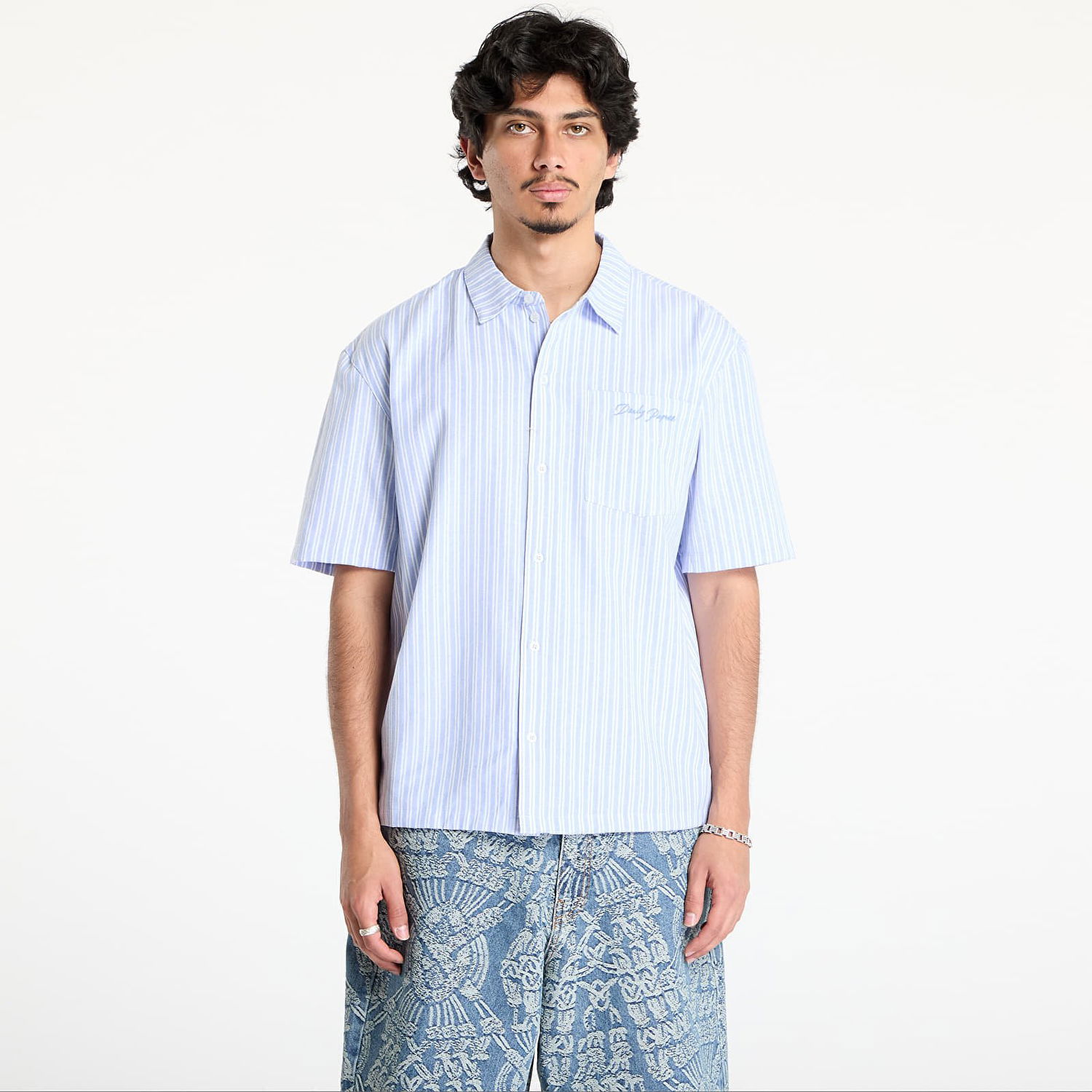 Skjorte DAILY PAPER Daily Paper Stripe Short Sleeve Shirt Blå | 2513016, 0