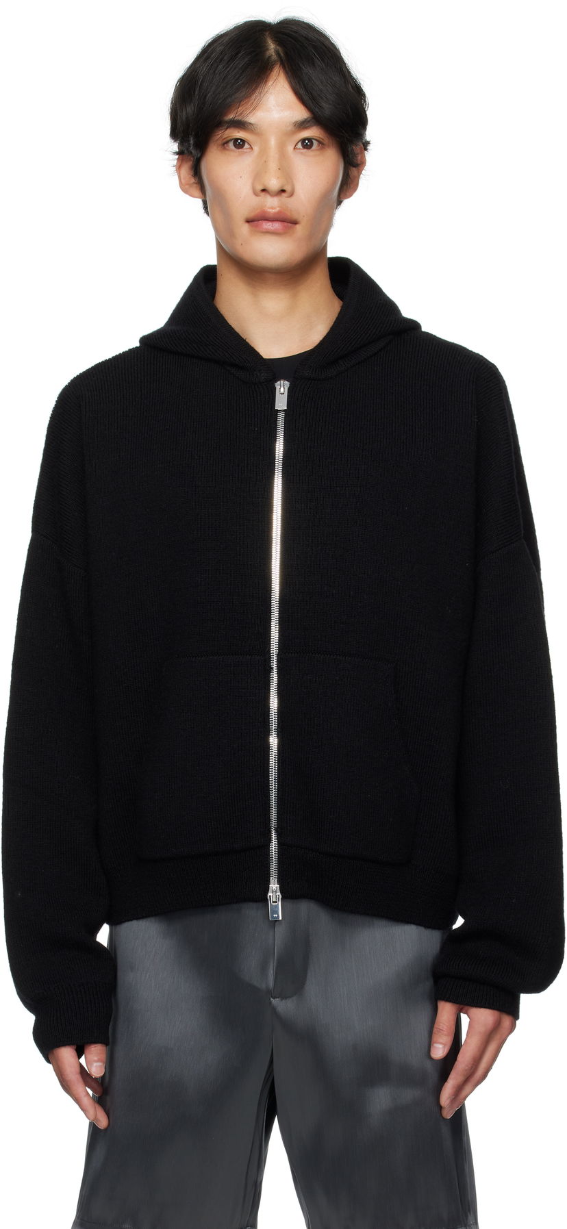 Sweatshirt HELIOT EMIL HELIOT EMIL Lampi Knit Zip-Up Hoodie Sort | PREAW25_M_07_076_BLK01