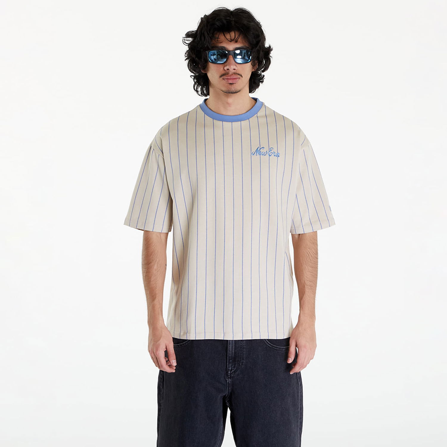 T-shirt New Era Pinstripe Oversized T-Shirt UNISEX Beige | 60435410, 0