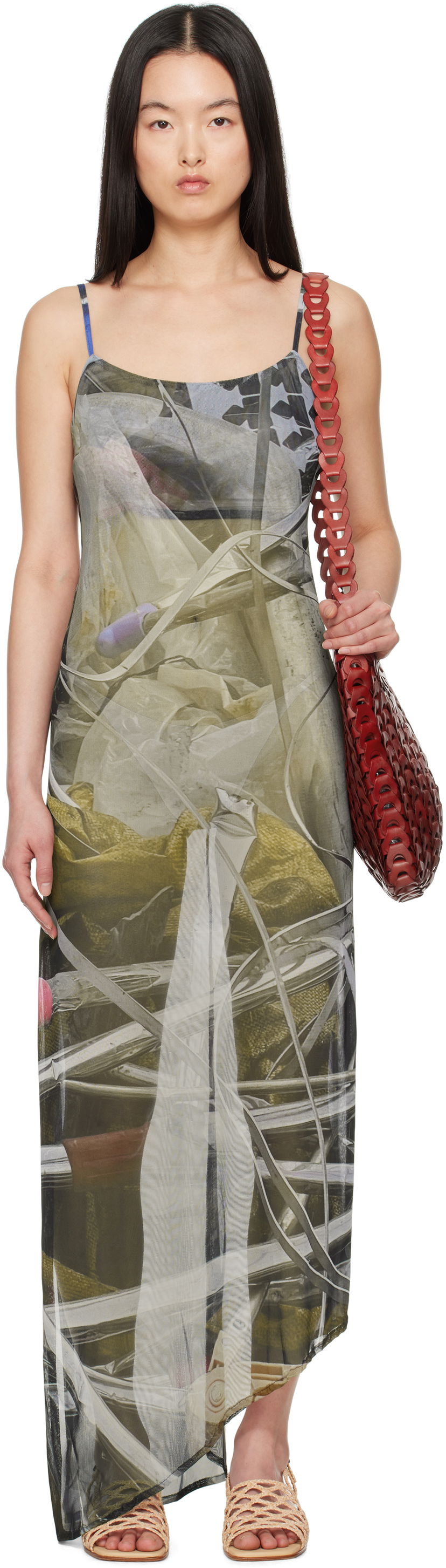 Kjole Serapis Serapis Scrap Yard Mesh Slip Maxi Dress Flerfarvet | SS25_MD_2