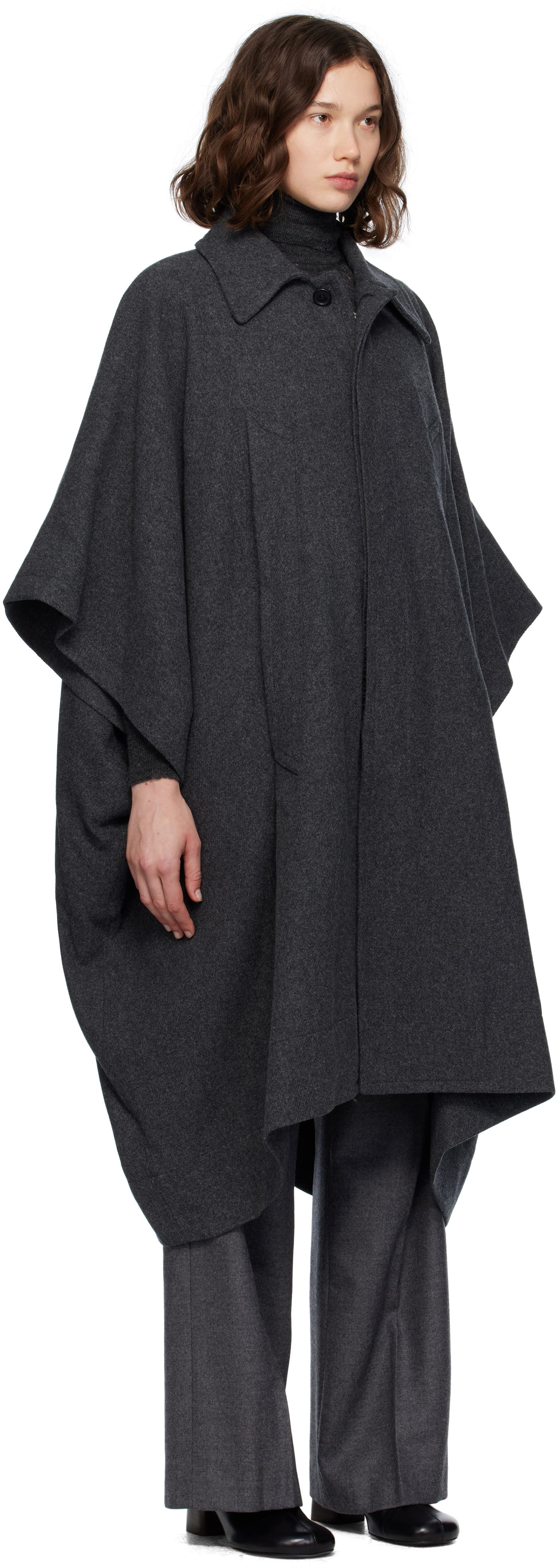 Frakker Maison Margiela MM6 Maison Margiela Wool Cape Coat Grå | S52AH0083 M35473, 1