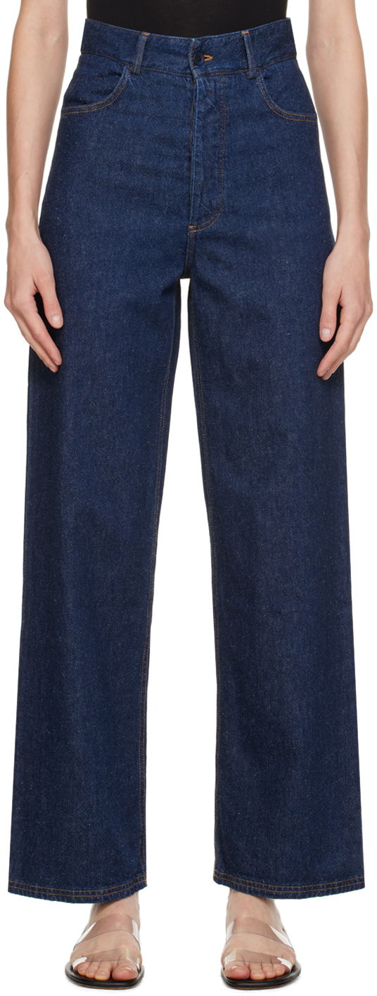 Jeans Baserange High-Waisted Wide Leg Jeans Mørkeblå | TRNA-CO-SP24, 0