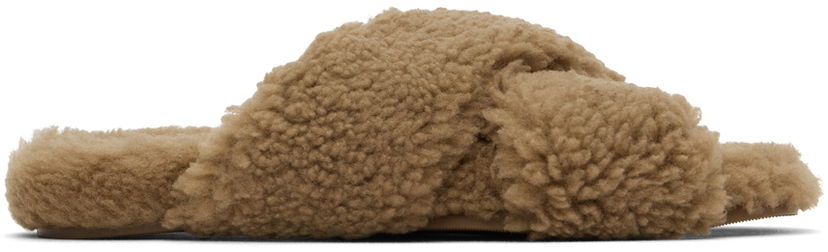 Tøj Yves Salomon Yves Salomon Curly Merino Slippers Brun | 25W23WAA162XXMECL