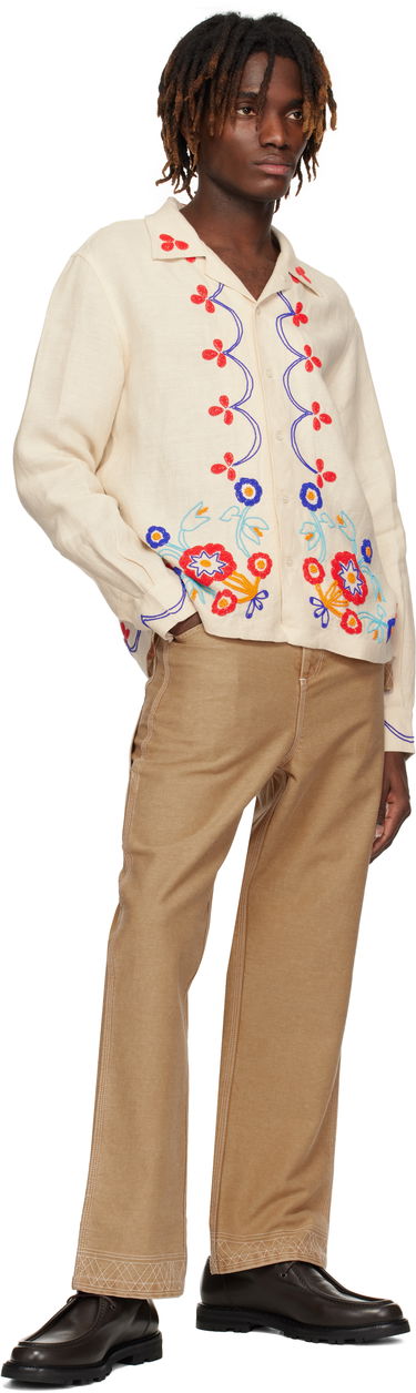 Skjorte Bode Bode Beaded Garden Party Shirt Beige | MRS25SH030, 3