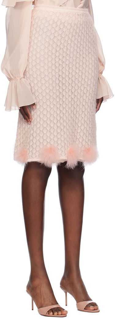 Nederdel Blumarine Feather Appliqué Midi Skirt Lyserød | A444G034A, 1