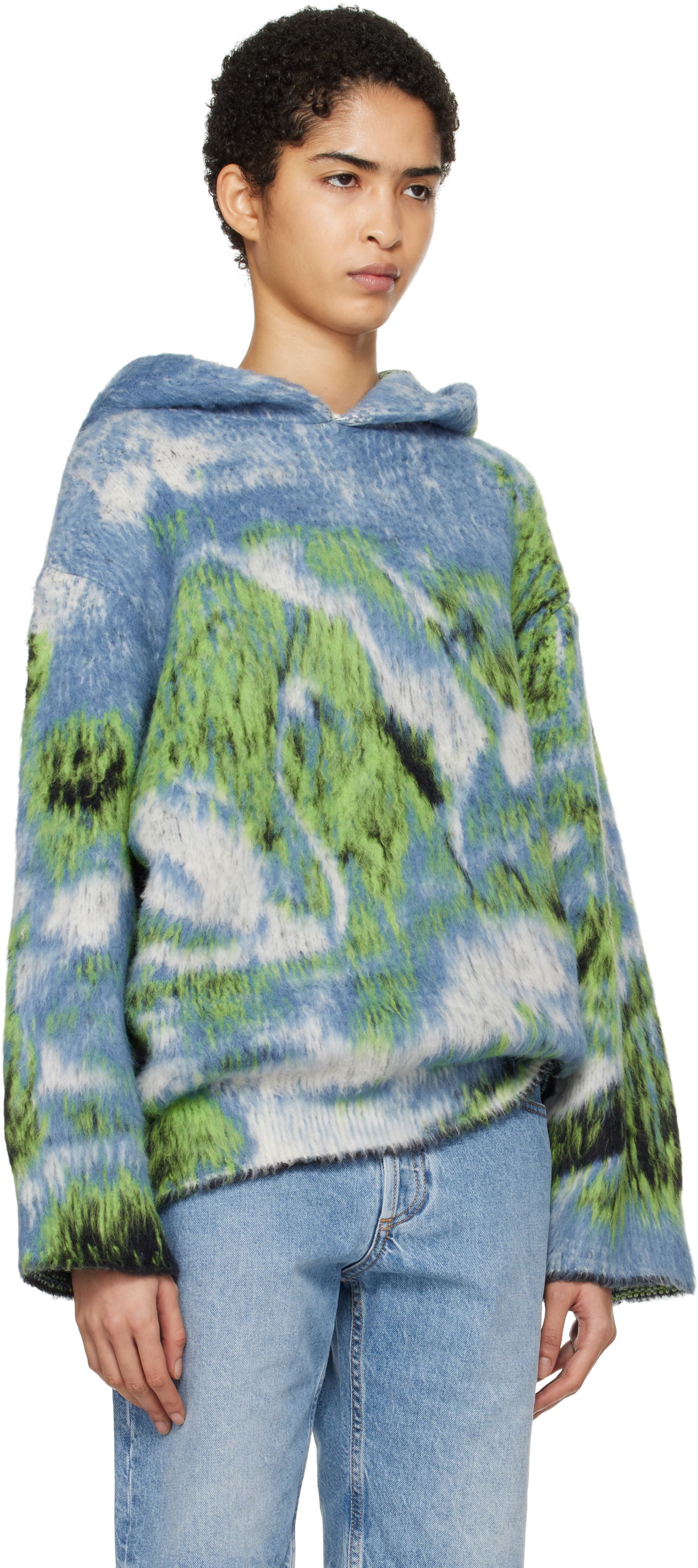Sweatshirt The Attico Attico Swan Print Knit Hoodie Flerfarvet | 250WCK00114 MIX015AA, 1