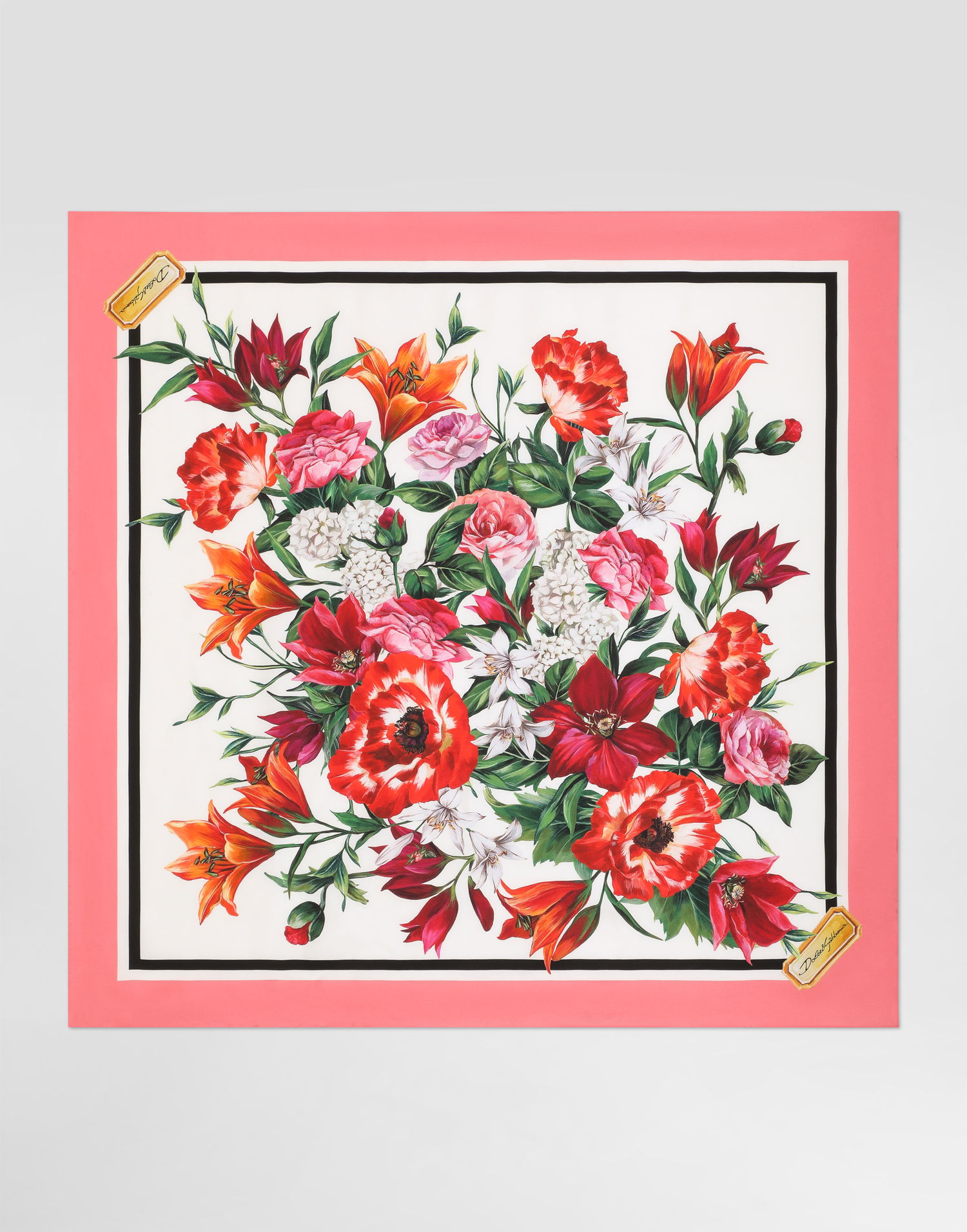 Tørklæde Dolce & Gabbana Dolce & Gabbana Silk Twill Floral Print Square Scarf Lyserød | FN090RGDC7AHA5QX, 0