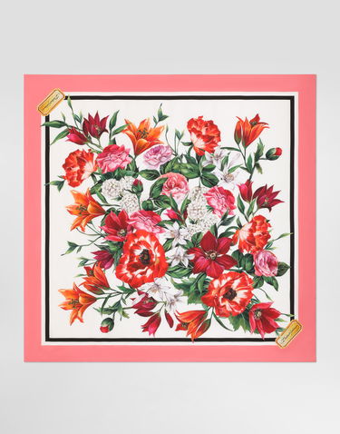 Tørklæde Dolce & Gabbana Dolce & Gabbana Silk Twill Floral Print Square Scarf Lyserød | FN090RGDC7AHA5QX, 0