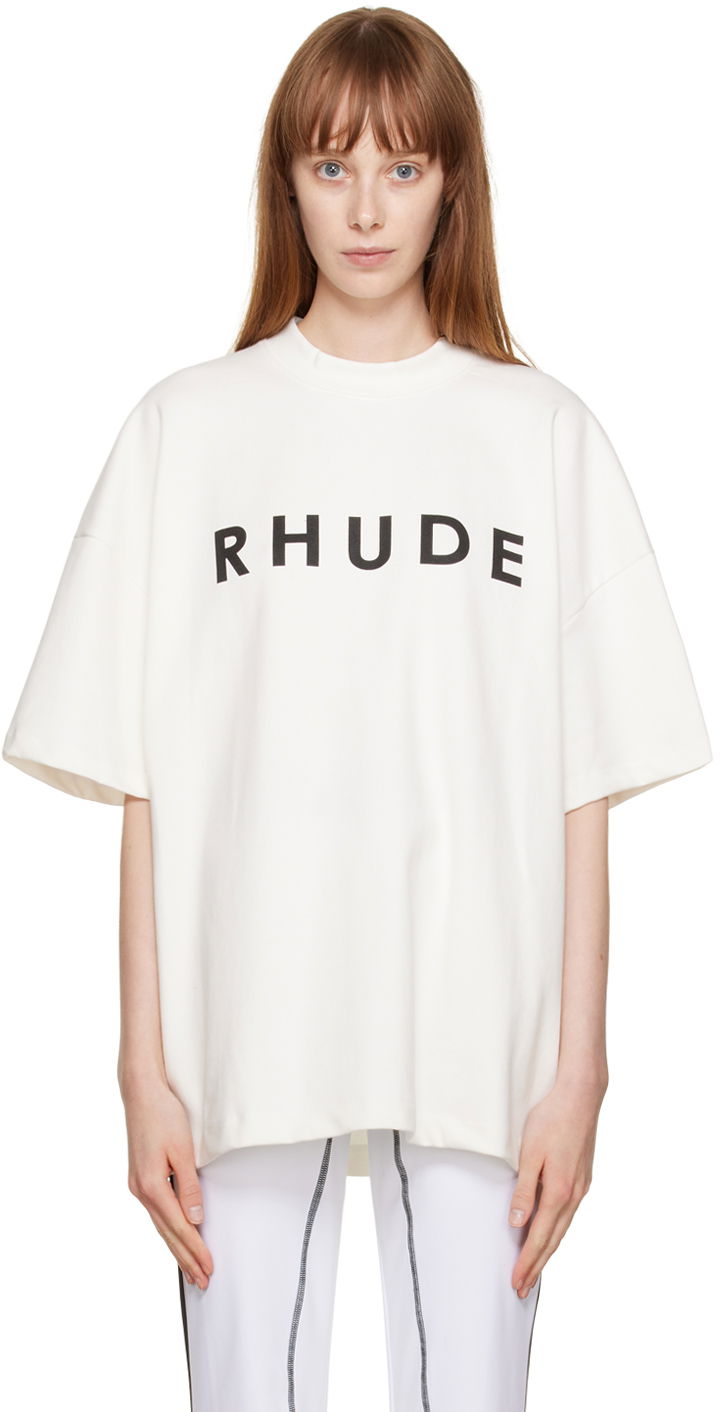 T-shirt Rhude Rhude Crewneck T-Shirt Hvid | RHFW22TT02660377