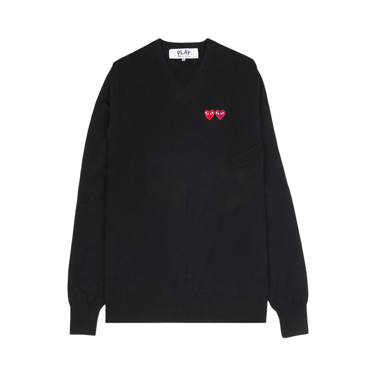 Sweater Comme des Garçons PLAY Double Heart V-Neck Sweater Sort | AZ N056 051 1, 1