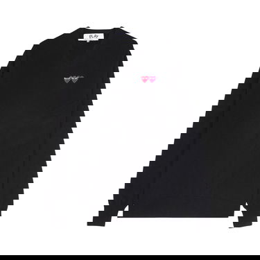Sweater Comme des Garçons PLAY Double Heart V-Neck Sweater Sort | AZ N056 051 1, 1