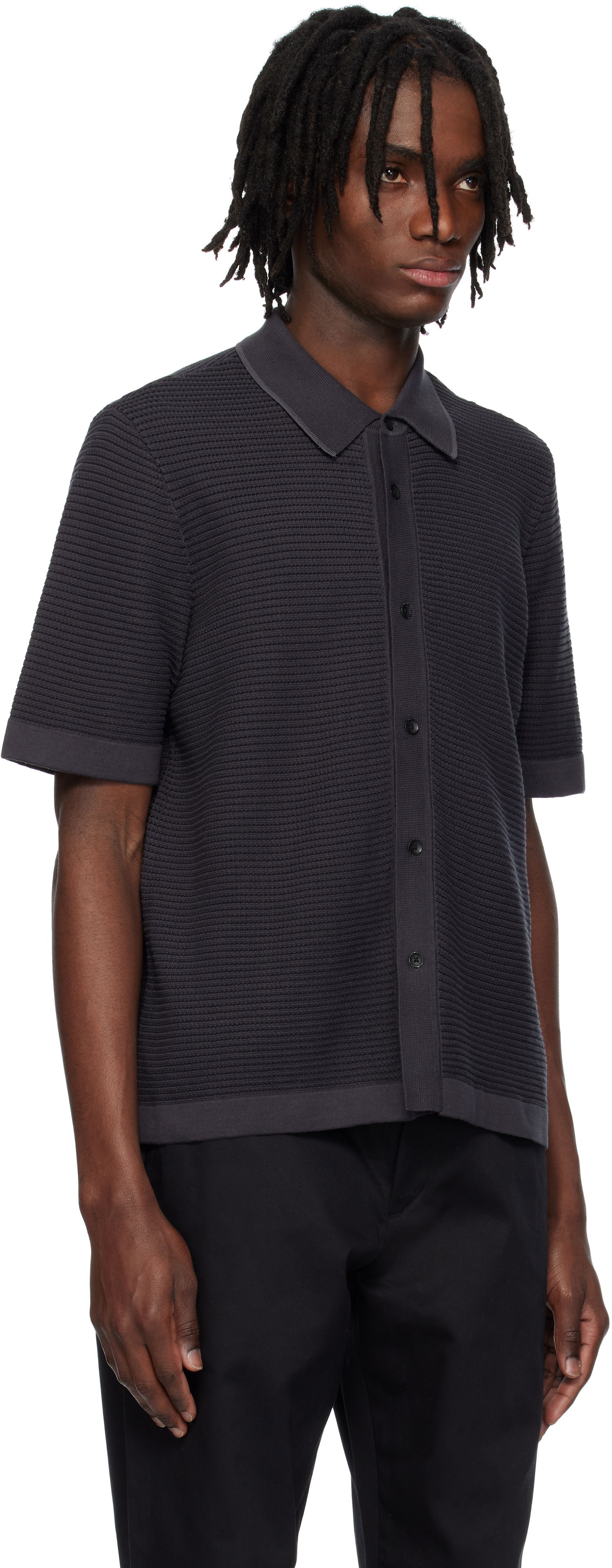 Polo skjorte rag & bone Rag & Bone Harvey Striped Jacquard Knit Polo Sort | MBS25S025BC25, 1