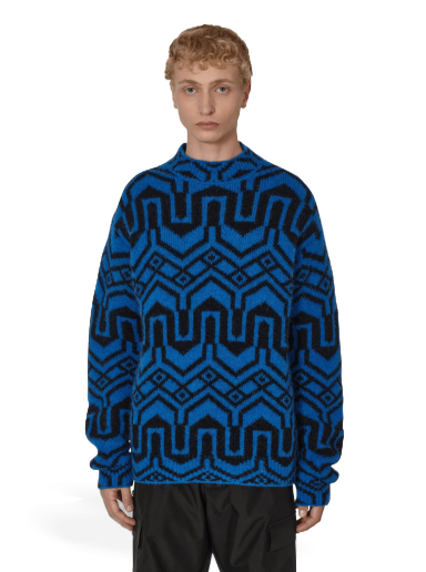 Sweater Moncler Jacquard Mock Neck Sweater Mørkeblå | H20979C00005 P79