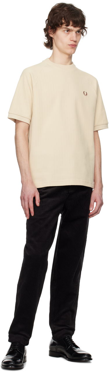 T-shirt Fred Perry Fred Perry Ribbed Raglan Sleeve T-Shirt Beige | M8680, 3