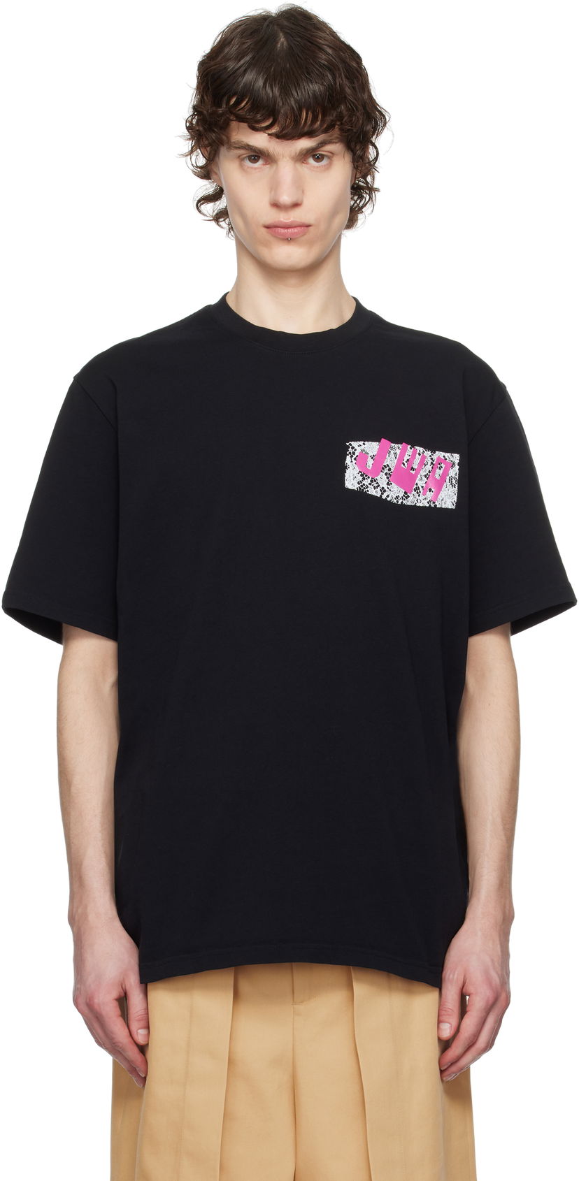 T-shirt JW Anderson JW Anderson 'JWA' Lace Trim T-Shirt Sort | JT0272-PG1551