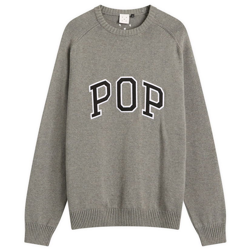 Sweater Pop Trading Company Pop Trading Company Knitted Arch Logo Crew Sweater Grå | POPSS25-06-003