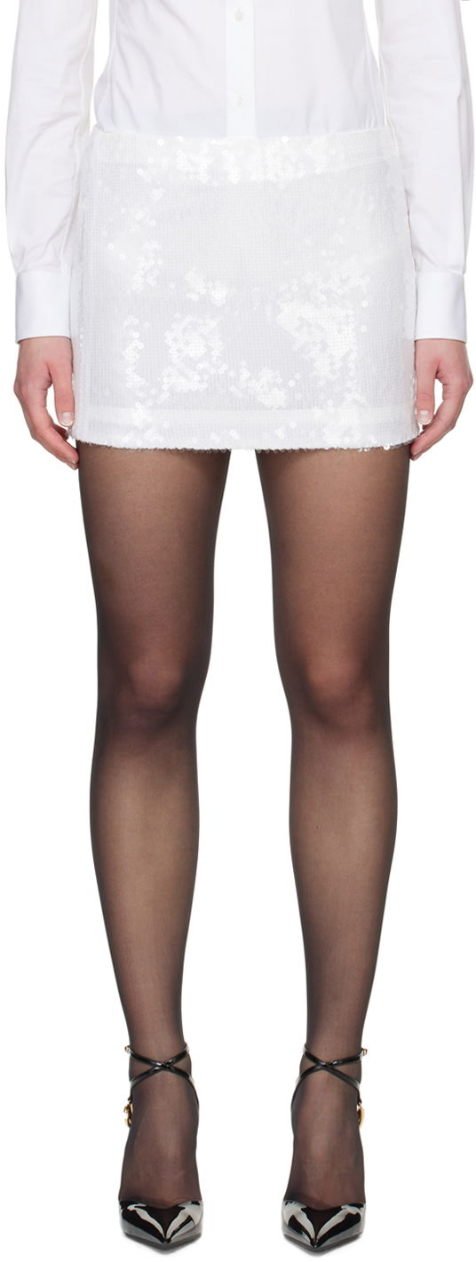 Nederdel Dolce & Gabbana Dolce&Gabbana Sequin Mini Skirt Hvid | F4CRPT FLSEP, 0