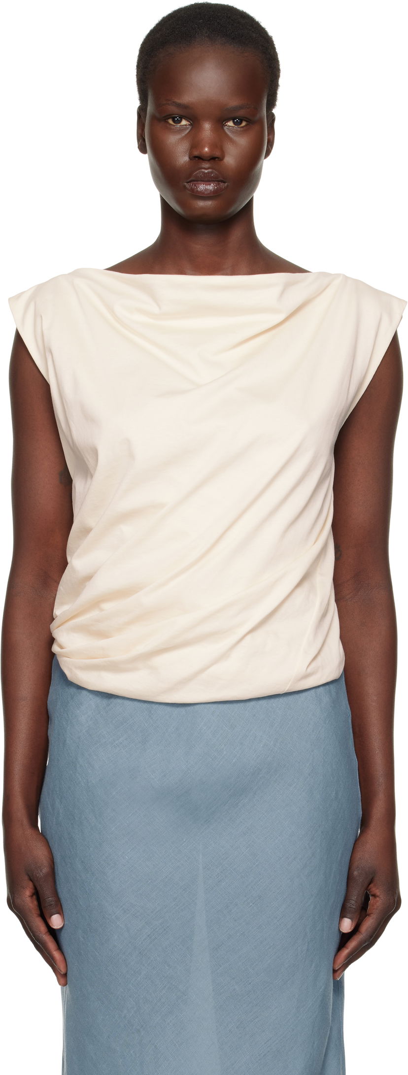 Tanktop Baserange Turn Sleeveless Top Beige | TOTUT-RC-SP25