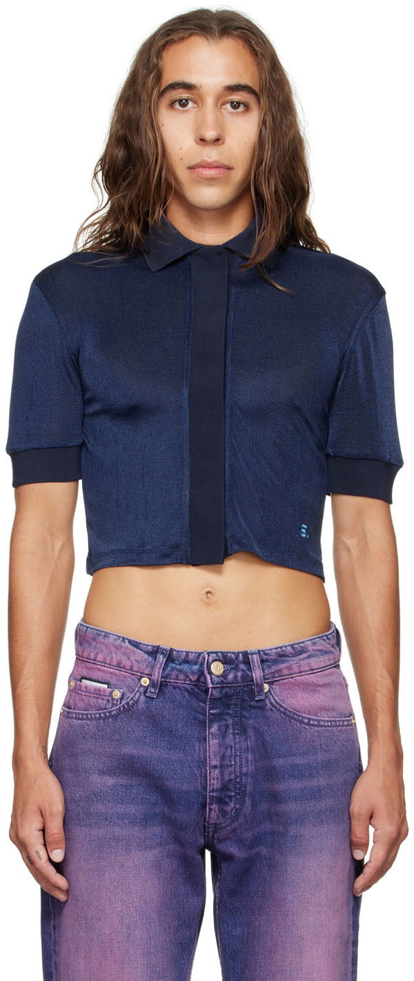 Polo skjorte Eytys Cropped Button-Up Polo Shirt Blå | A055002
