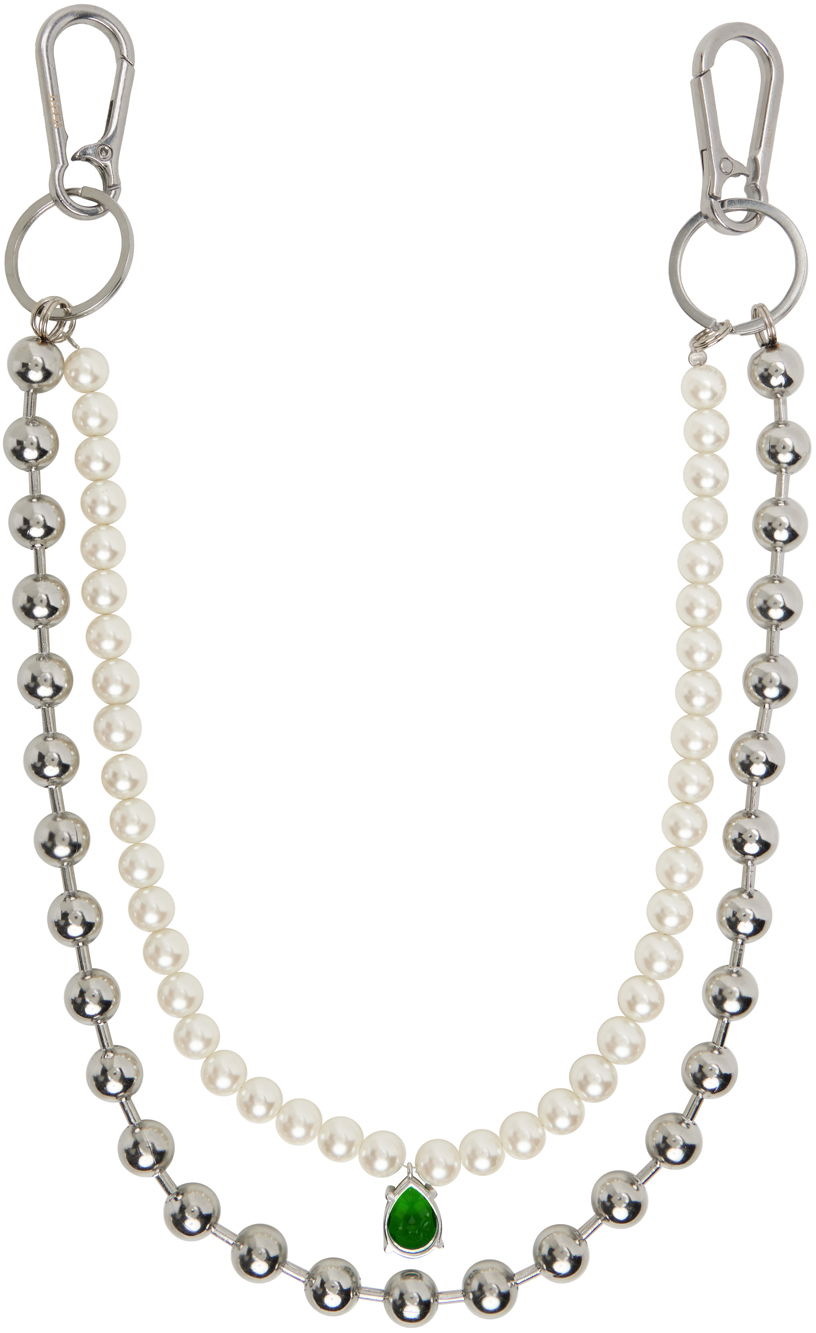 Nøgleringe VEERT The Ball Pearl Chain With Green Stone Grøn | KEYCH2, 1