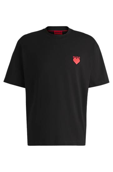 T-shirt BOSS HUGO Cotton-jersey T-shirt with Heart Artwork Sort | 50530557