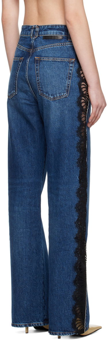 Jeans Stella McCartney Stella McCartney Lace High-Rise Straight Leg Jeans Blå | 6D03053SPH85, 2