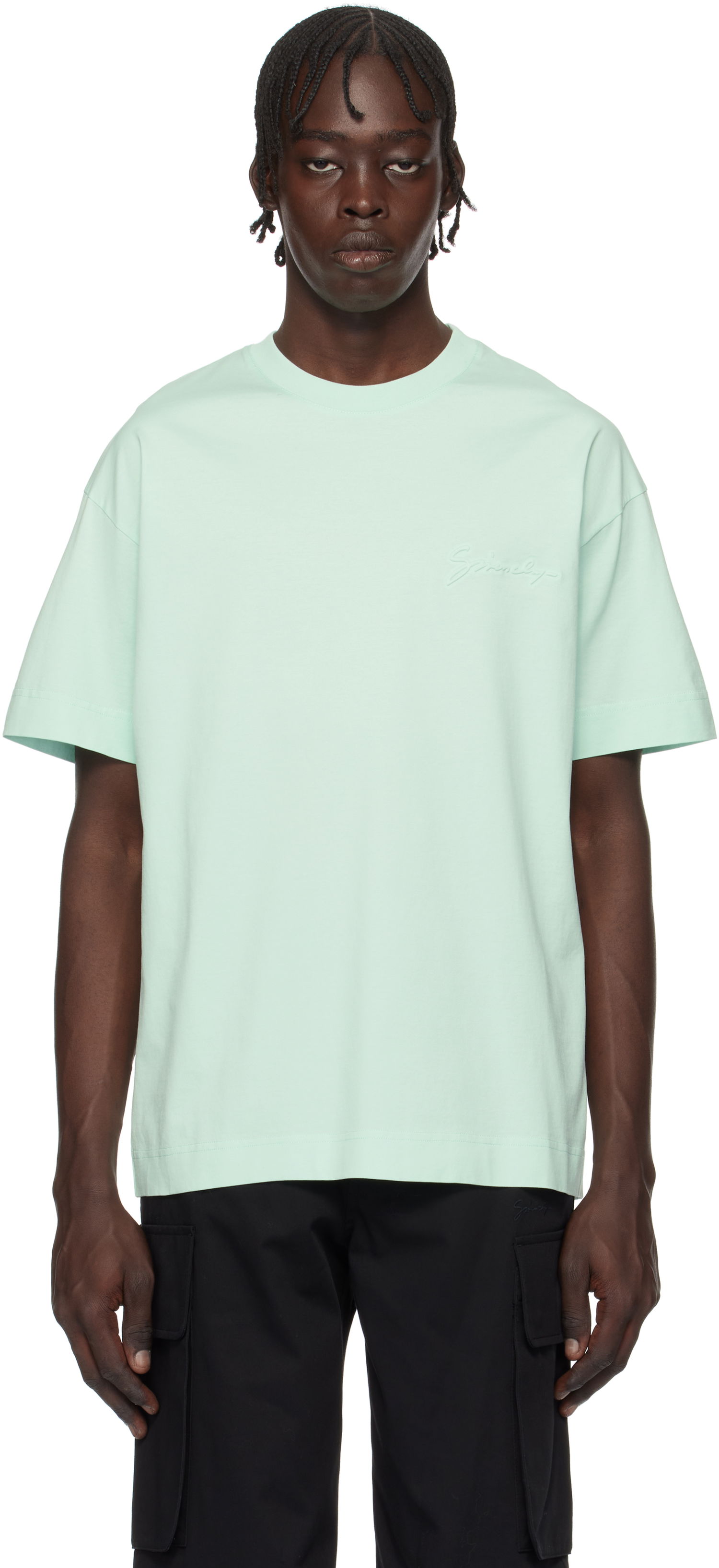 T-shirt Givenchy Signature Logo T-Shirt Grøn | BM71MG3YP1341, 0