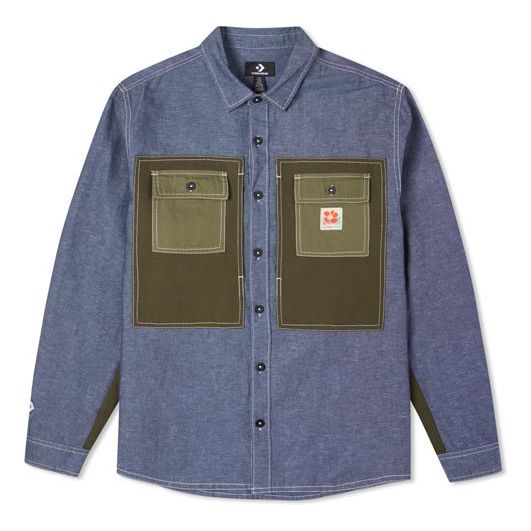 Skjorte Converse Converse Retro Splicing Shirt Jacket Blå | 10024167-A01