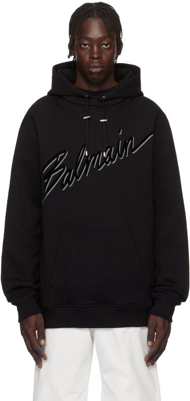 Sweatshirt Balmain Balmain Flocked Letter Hoodie Sort | EH1JT047BC86, 0