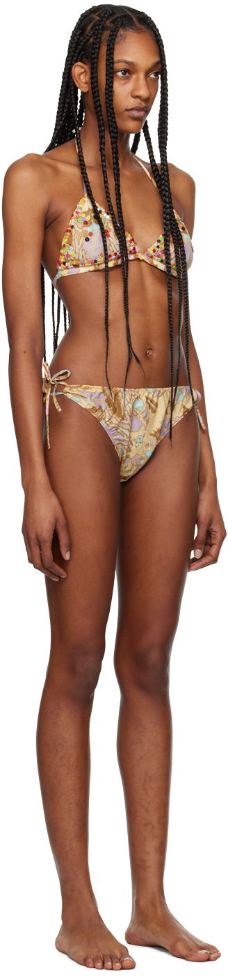 Badetøj Anna Sui Beaded Triangle Bikini Set Beige | 324A60, 1