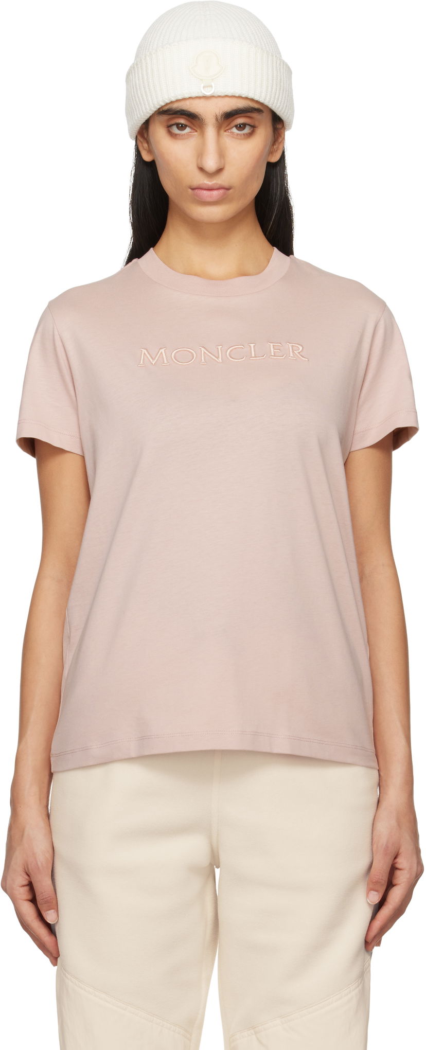 T-shirt Moncler SS Logo T-shirt Lyserød | K10938C0000889AUO