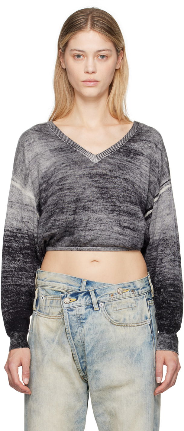 Sweater R13 R13 Gathered Hem Cropped Sweater Grå | R13WY227-Y158B