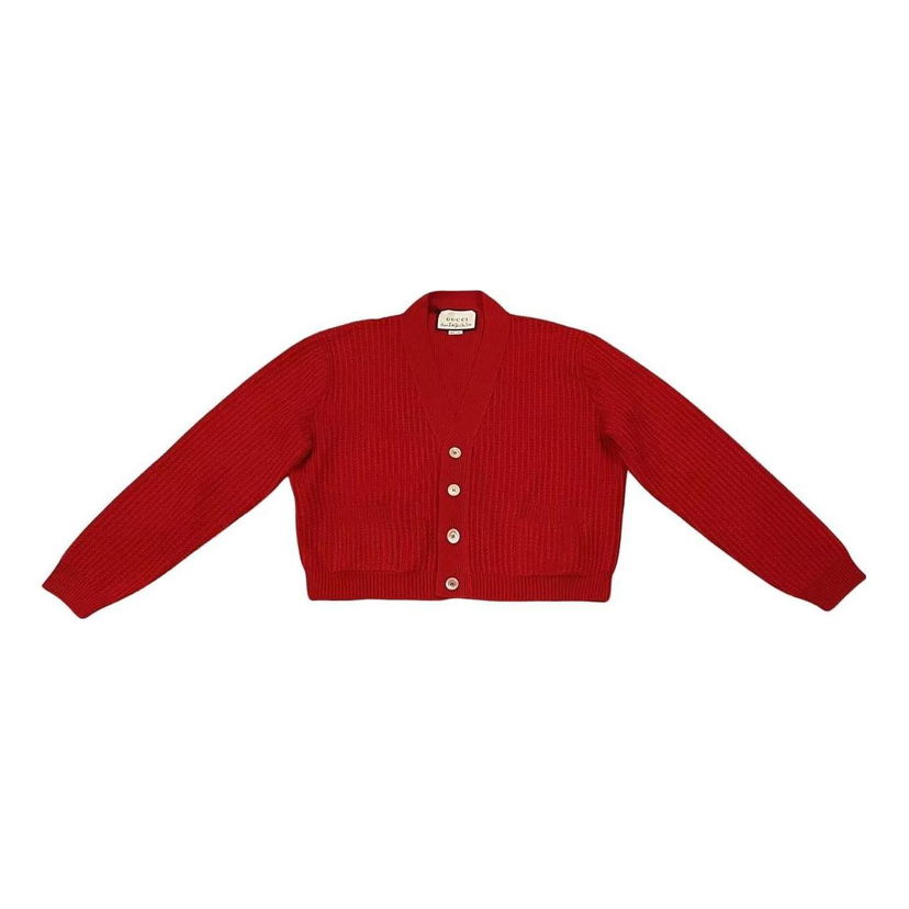 Sweater Gucci Short Wool Cardigan Rød | 633837-XKBI5-6460