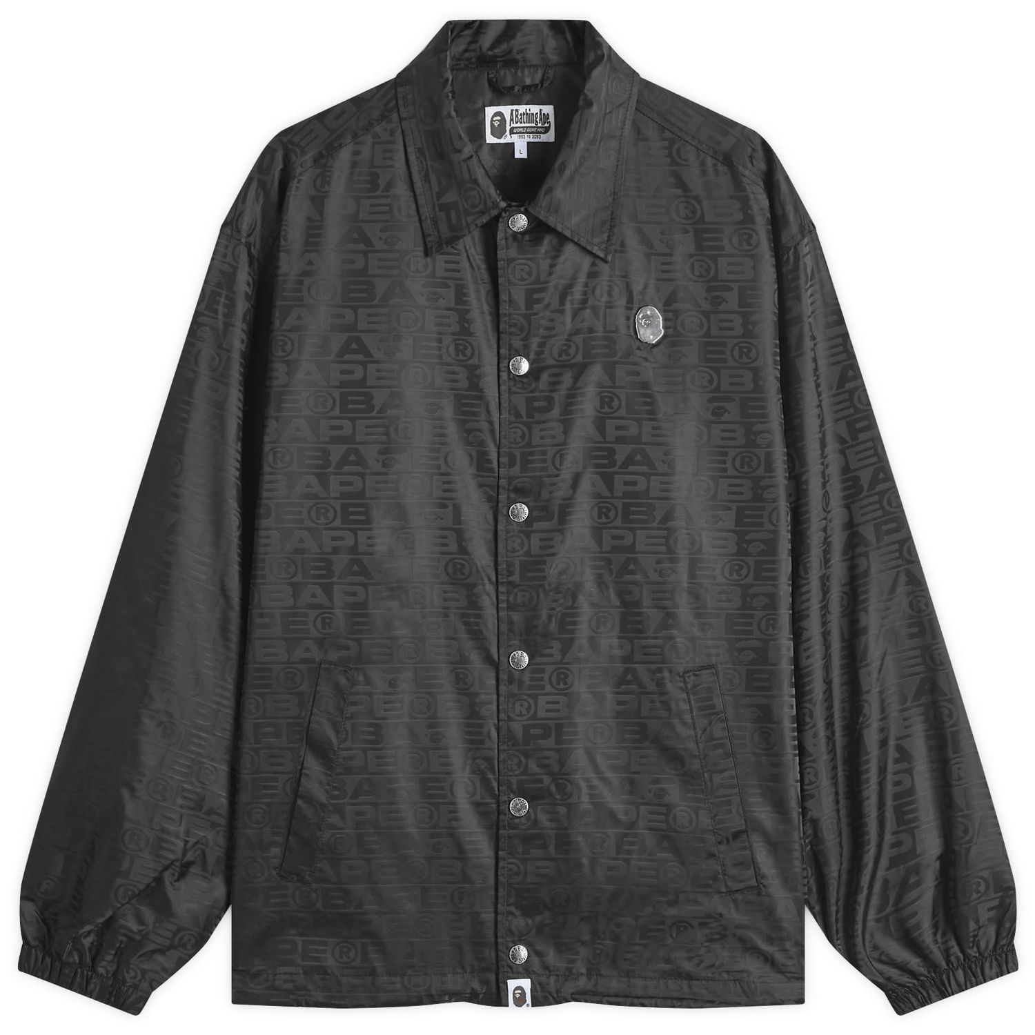 Vindjakke BAPE Nylon Coach Jacket with All-Over Logo Print Sort | 001LJK801314M-BLK, 0