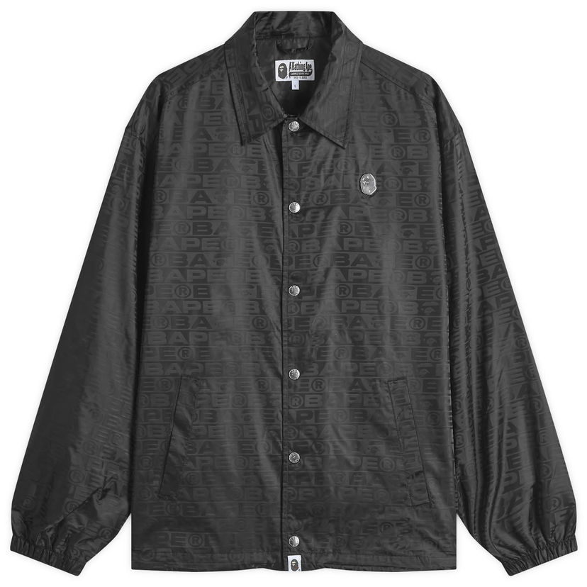 Vindjakke BAPE Nylon Coach Jacket with All-Over Logo Print Sort | 001LJK801314M-BLK
