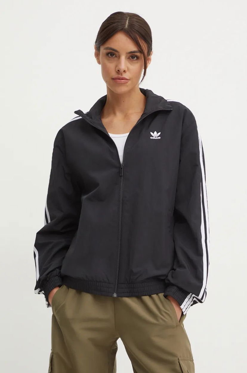 Vindjakke adidas Originals Woven Tracktop Oversized Windbreaker Sort | JD5331