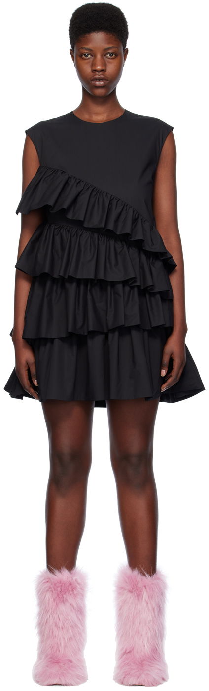 Kjole MSGM Tiered Ruffle Minidress Sort | 3641MDA42 247101