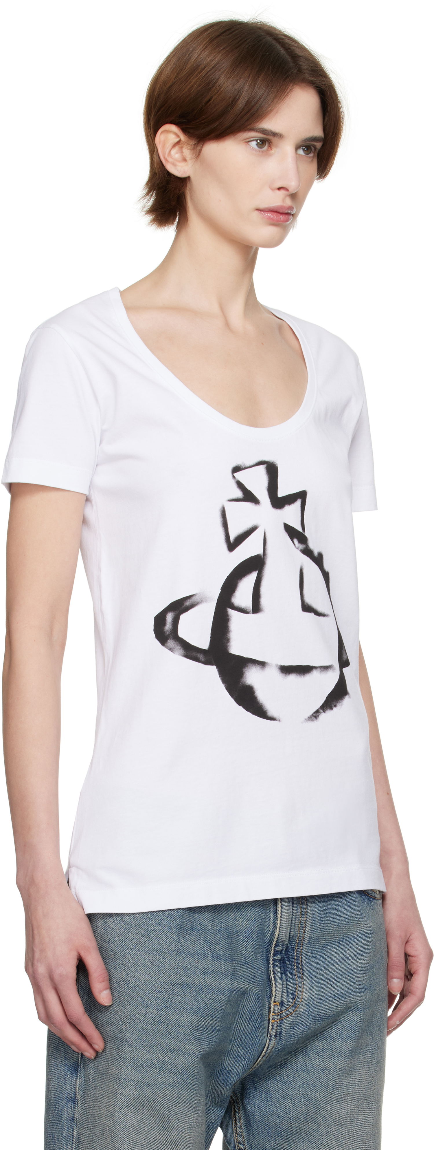 T-shirt Vivienne Westwood Vivienne Westwood Stencil Orb Lollo T-Shirt Hvid | 3G010034-J001M-, 1