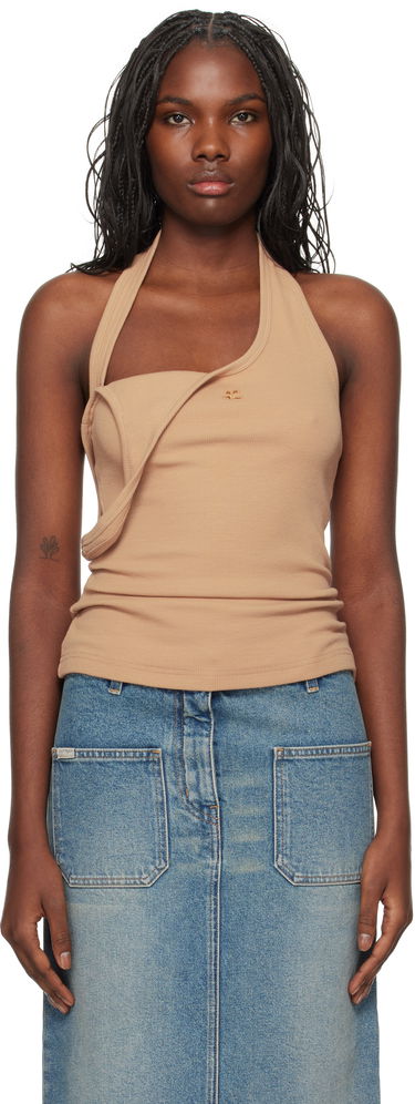Tanktop Courrèges Asymmetric Rib Tank Top Brun | 424JTO353JS0121, 0