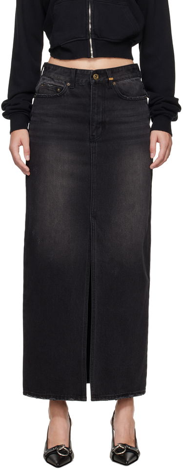 Nederdel We11done We11done Washed Denim Maxi Skirt Sort | WD-DS2-24-373-W-BK, 0