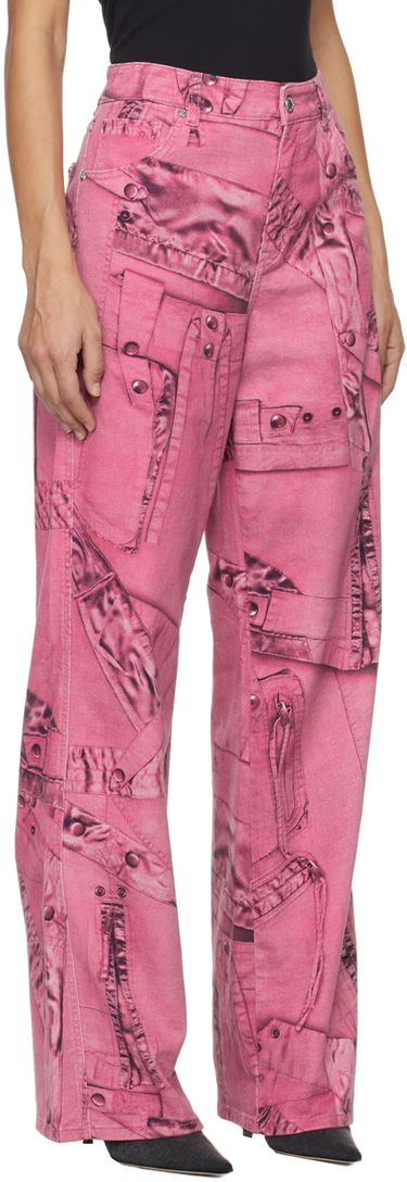 Jeans Blumarine Blumarine Trompe L'œil Print Wide-Leg Jeans Lyserød | P422J128A, 1