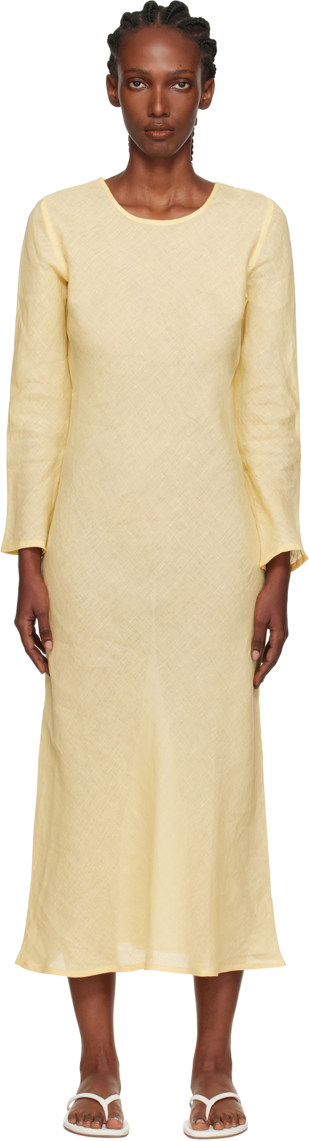 Kjole Baserange Baserange Dydine Long Sleeve Maxi Dress Gul | DRDYL-FL-AU25, 0